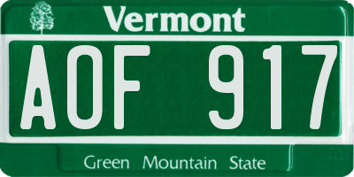 VT license plate AOF917