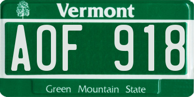 VT license plate AOF918