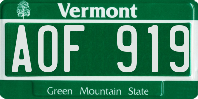 VT license plate AOF919