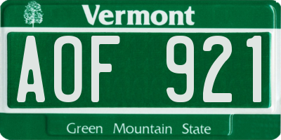 VT license plate AOF921