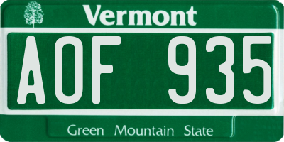 VT license plate AOF935