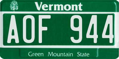 VT license plate AOF944