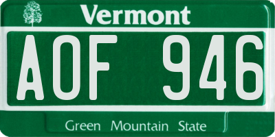 VT license plate AOF946