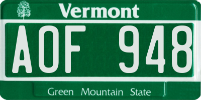 VT license plate AOF948