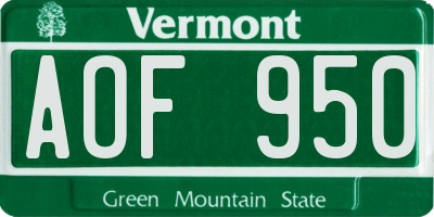 VT license plate AOF950