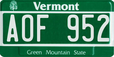 VT license plate AOF952