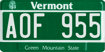 VT license plate AOF955