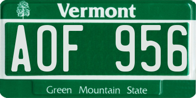 VT license plate AOF956