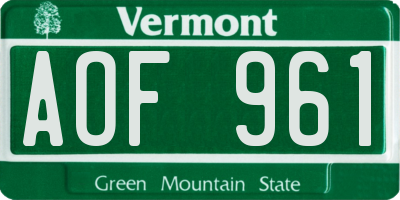 VT license plate AOF961