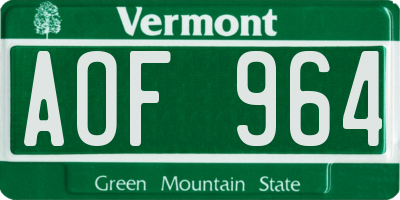 VT license plate AOF964
