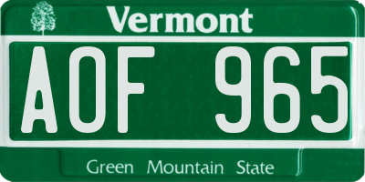 VT license plate AOF965