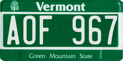 VT license plate AOF967