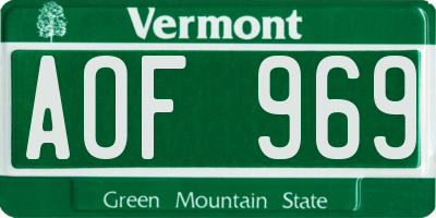 VT license plate AOF969
