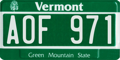 VT license plate AOF971