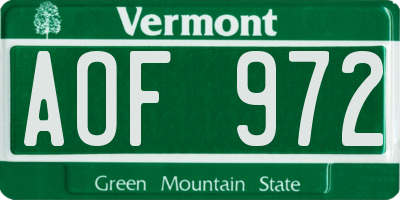 VT license plate AOF972