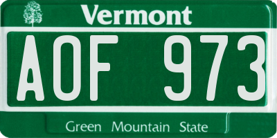 VT license plate AOF973