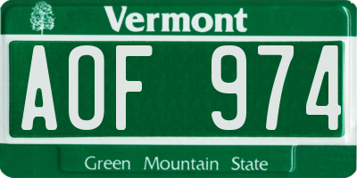 VT license plate AOF974