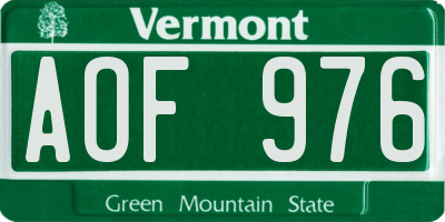 VT license plate AOF976