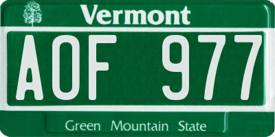 VT license plate AOF977