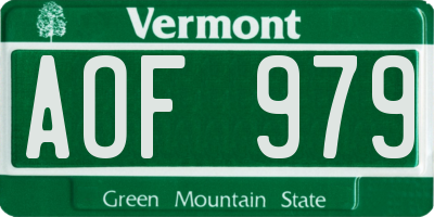 VT license plate AOF979