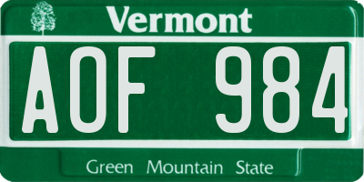 VT license plate AOF984
