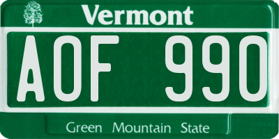 VT license plate AOF990