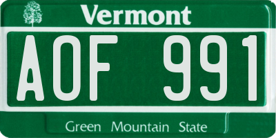 VT license plate AOF991