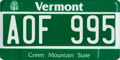 VT license plate AOF995