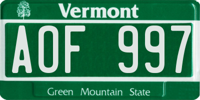 VT license plate AOF997