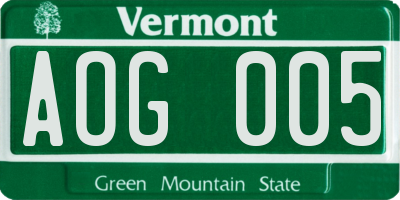 VT license plate AOG005