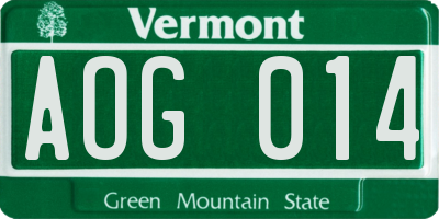 VT license plate AOG014