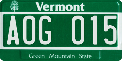 VT license plate AOG015
