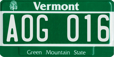 VT license plate AOG016