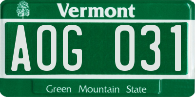VT license plate AOG031