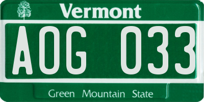 VT license plate AOG033