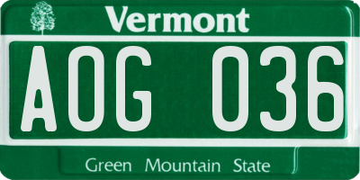 VT license plate AOG036