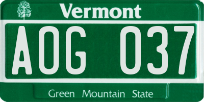 VT license plate AOG037