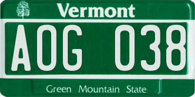 VT license plate AOG038