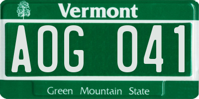 VT license plate AOG041