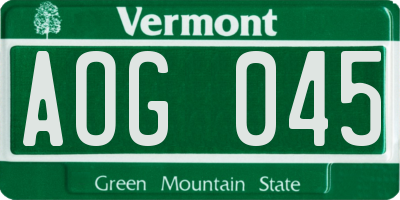 VT license plate AOG045