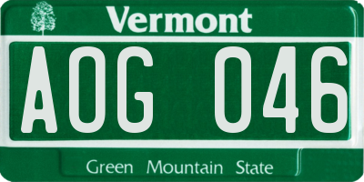 VT license plate AOG046