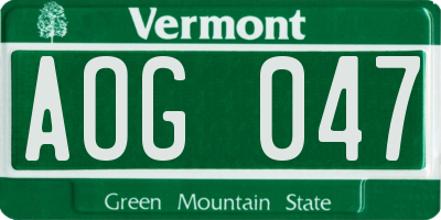 VT license plate AOG047
