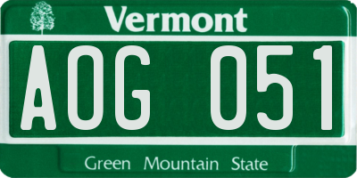 VT license plate AOG051
