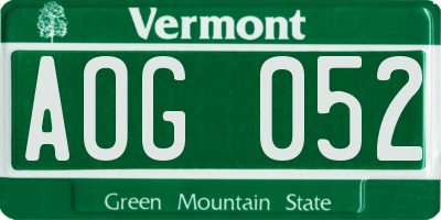 VT license plate AOG052