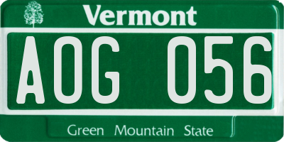 VT license plate AOG056