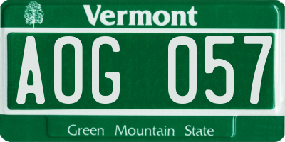VT license plate AOG057