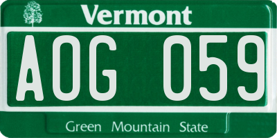 VT license plate AOG059
