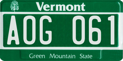 VT license plate AOG061