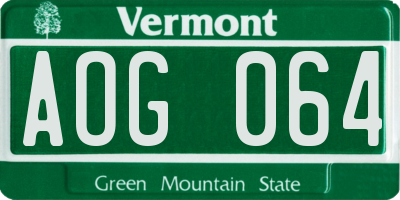 VT license plate AOG064