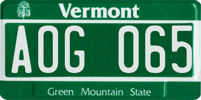 VT license plate AOG065
